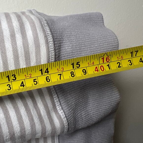 Lululemon Men Size L Grey-Brown / White Striped Zip Up Hooded Sweatshirt - Picture 6 of 7